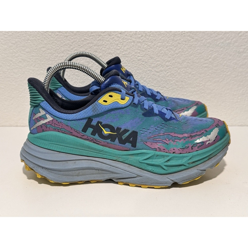 Hoka One Stinson 7 Trail Running Shoe Sz 8 Virtual Blue Tech Green 114153 - Picture 6 of 14